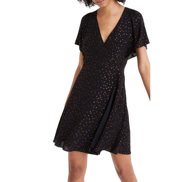 Madewell Dresses & Skirts - MADEWELL Metallic Dots Cape Sleeve Minidress